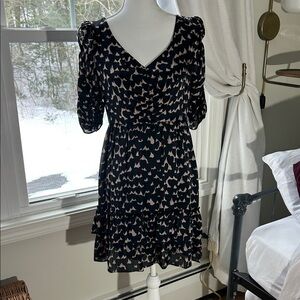 Juicy Couture Silk Babydoll Dress Y2K Black and Taupe Size 4